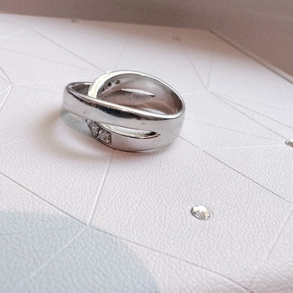 ✨ Vintage .925 Sterling Silver Double Eternity Band – Pave Crystal Sparkle! ✨ - Picture 7 of 15